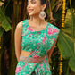 Janasya Green Georgette Floral Saree | Swadesiicart