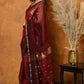 Very Much Indian Handloom Pure Cotton Silk Saree With Sleek Golden Border - Maroon | Swadesiicart