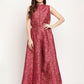 Ahalyaa Women Burgundy Floral Printed Regular Top with Palazzos | Swadesiicart