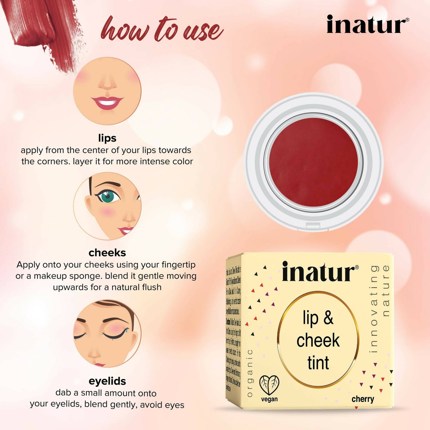 Inatur Lip and Cheek Tint Cherry - Swadesiicart