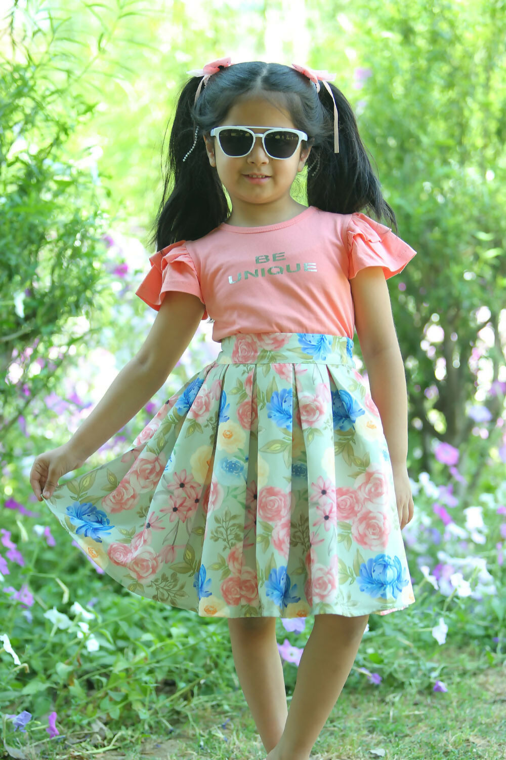 LH Luxury Fashion Liana Girls Tee & Skirt Set – Stylish & Comfortable Kids Co-ord - Swadesiicart