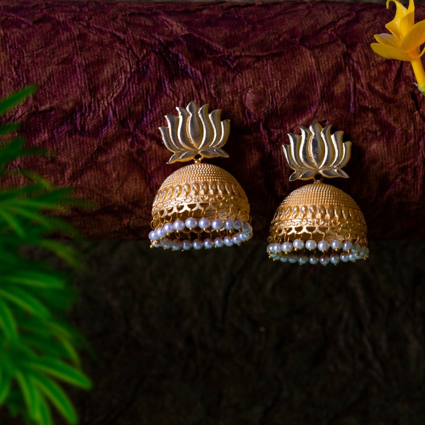 Joban Fashion Women Matte Gold Brass Jhumka | Swadesiicart