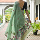 Vishnu Weaves Women's Sea-Green Muga Cotton Thread Weaving Saree with Blouse - Swadesiicart