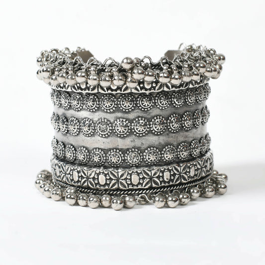 Mominos Fashion Joharkamal Oxidised Silver-Plated Ghungroo Handcraft Bracelet - Design 025 - Mominos Fashion