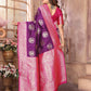 Joban Fashion Purple Banarasi Soft Silk Woven Saree | Swadesiicart