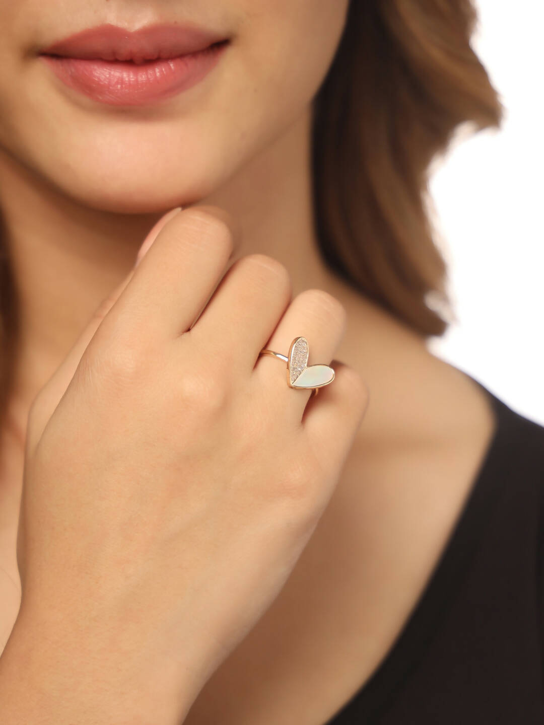 NVR Women's Gold-Polished Stylish Ring With Ad Stones - Swadesiicart