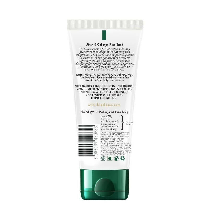 Biotique Advanced Ayurveda Ubtan & Collagen Face Scrub - Swadesiicart