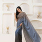 Grey Satin Pedding Designer, Printed Party Wear Ready To Wear Saree - Femina | Swadesiicart