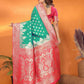 Joban Fashion Banarasi Light Green Woven Soft Silk Saree | Swadesiicart