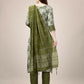 Jyoti Fashion Women's Mehendi Rayon Print with Embroidery & Fancy Lace Work Kurta with Trouser & Dupatta | Swadesiicart