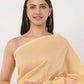 Exclusive Collection Beautiful Khadi Cotton Cream Light Orange Light Yellow Handloom Saree - Swadesiicart