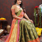 Lorenvalley Fashion Mehndi Kanjivaram Silk Woven Design with Zari Weaving Saree - Swadesiicart