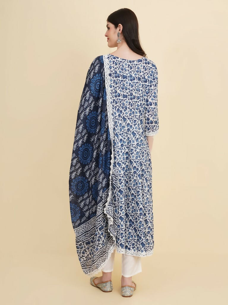 Designer Stylish Blue Rayon Stitched Suit With Dupatta - Tanisha | Swadesiicart