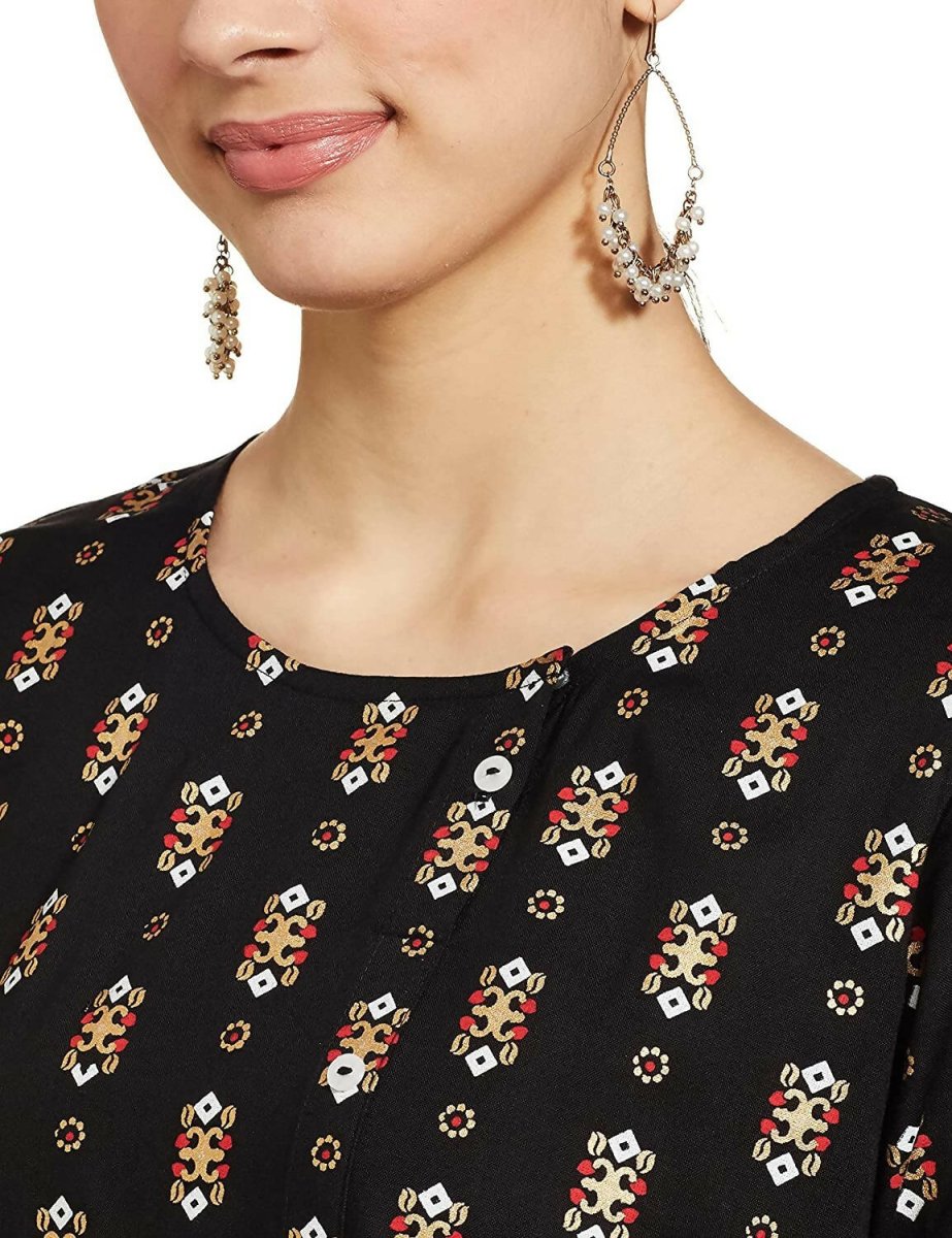 Anubhutee Women's Black Straight Kurti | Swadesiicart