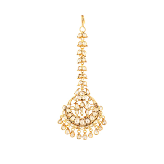 Nuyug 22K Gold-Plated Kundan Studded Maang Tikka Head Jewellery | Swadesiicart