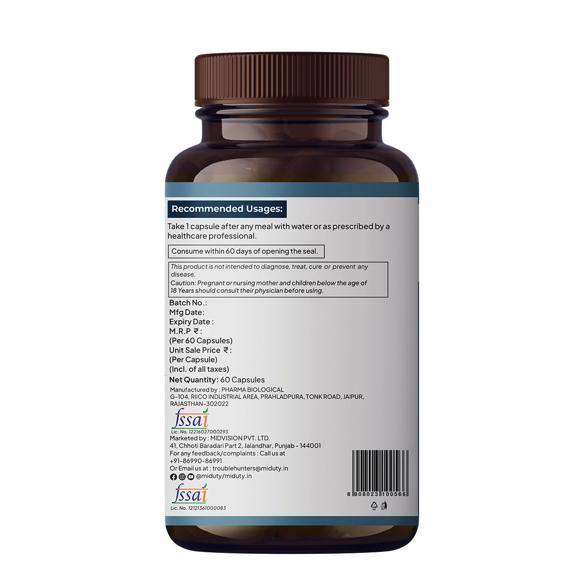 Miduty by Palak Notes KSM 66 Ashwagandha 3x Capsules - Swadesiicart