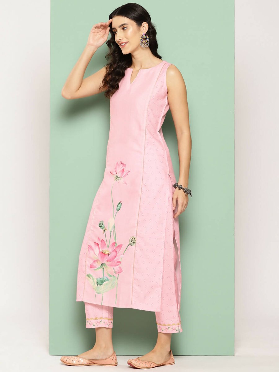 Ahalyaa Women's Traditional wear Kurta Set - Pink | Swadesiicart