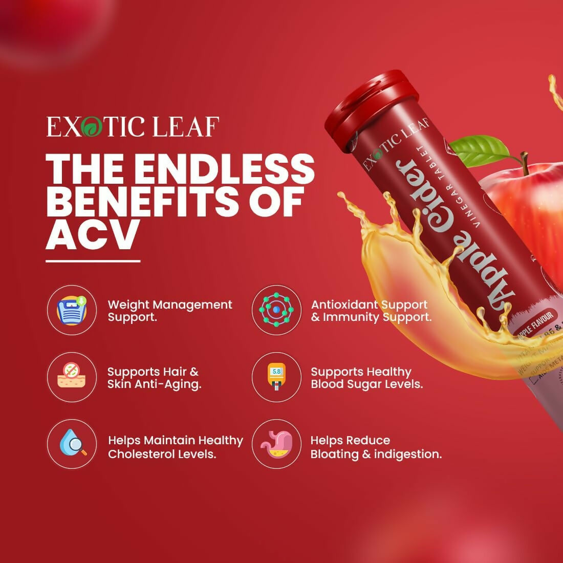 Exotic Leaf Apple Cider Vinegar Tablets - Swadesiicart
