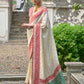 Vishnu Weaves Women's White Banarasi Silk Woven Saree with Blouse - Swadesiicart