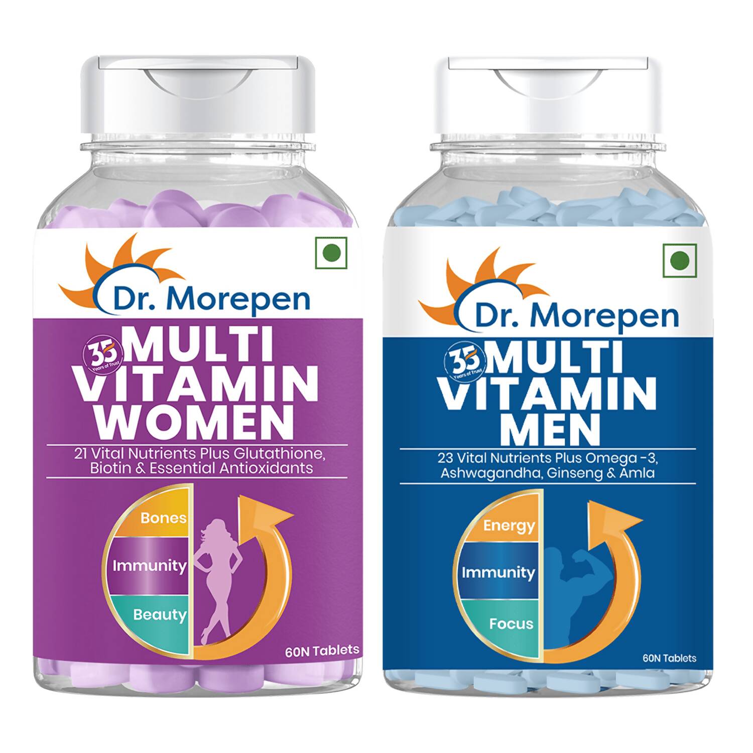 Dr. Morepen Multivitamin Men Tablets and Multivitamin Women Tablets Combo - Dr Morepen