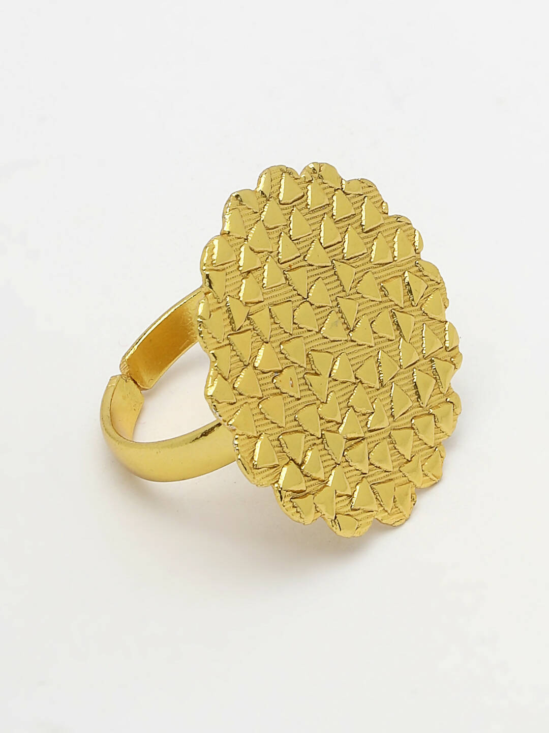 NVR Women Gold-Polished Circular Adjustable Finger Ring | Swadesiicart