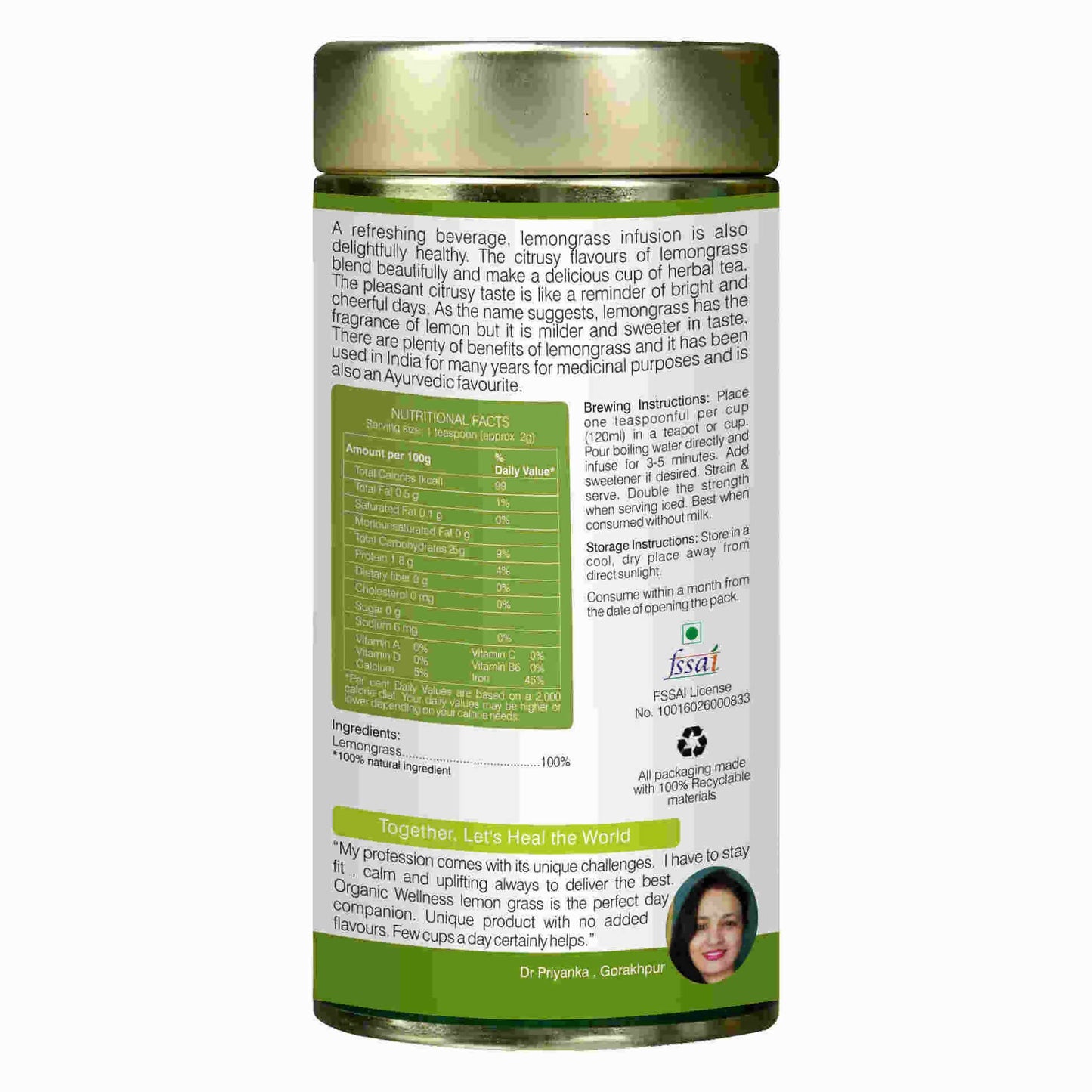 Organic Wellness Blossom Lemongrass Tea - Swadesiicart