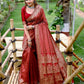 Partywear Designer Red Banarasi Silk Fancy Saree - Starwalk | Swadesiicart