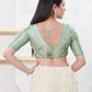Joban Fashion Pista-Green Jacquard Elbow Sleeveless Back Open Blouse - Swadesiicart