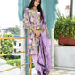 Vaasva Women's Purple Tissue Gota Embroidered Suit Set With Solid Pant And Embroidered Dupatta | Swadesiicart