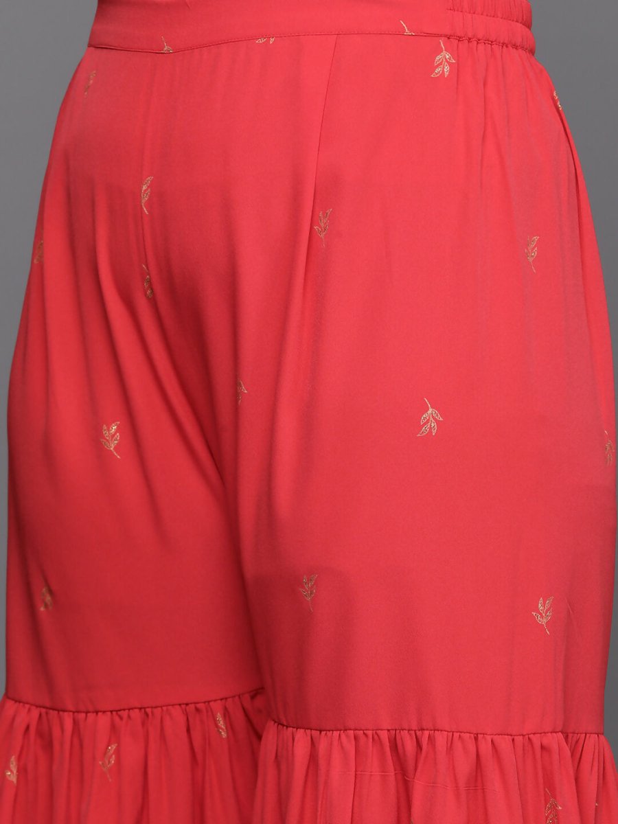 Ahalyaa Women's Traditional Wear Co-ords - Red - Swadesiicart