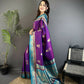 Joban Fashion Purple Banarasi Soft Silk Peacock Butta Work Saree | Swadesiicart