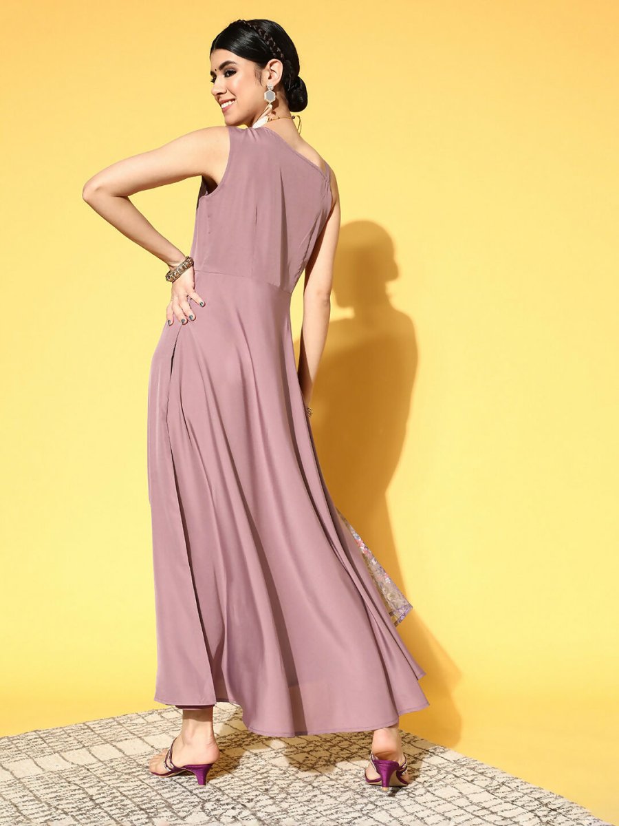 Ahalyaa Women's Traditional wear Dress - Mauve | Swadesiicart