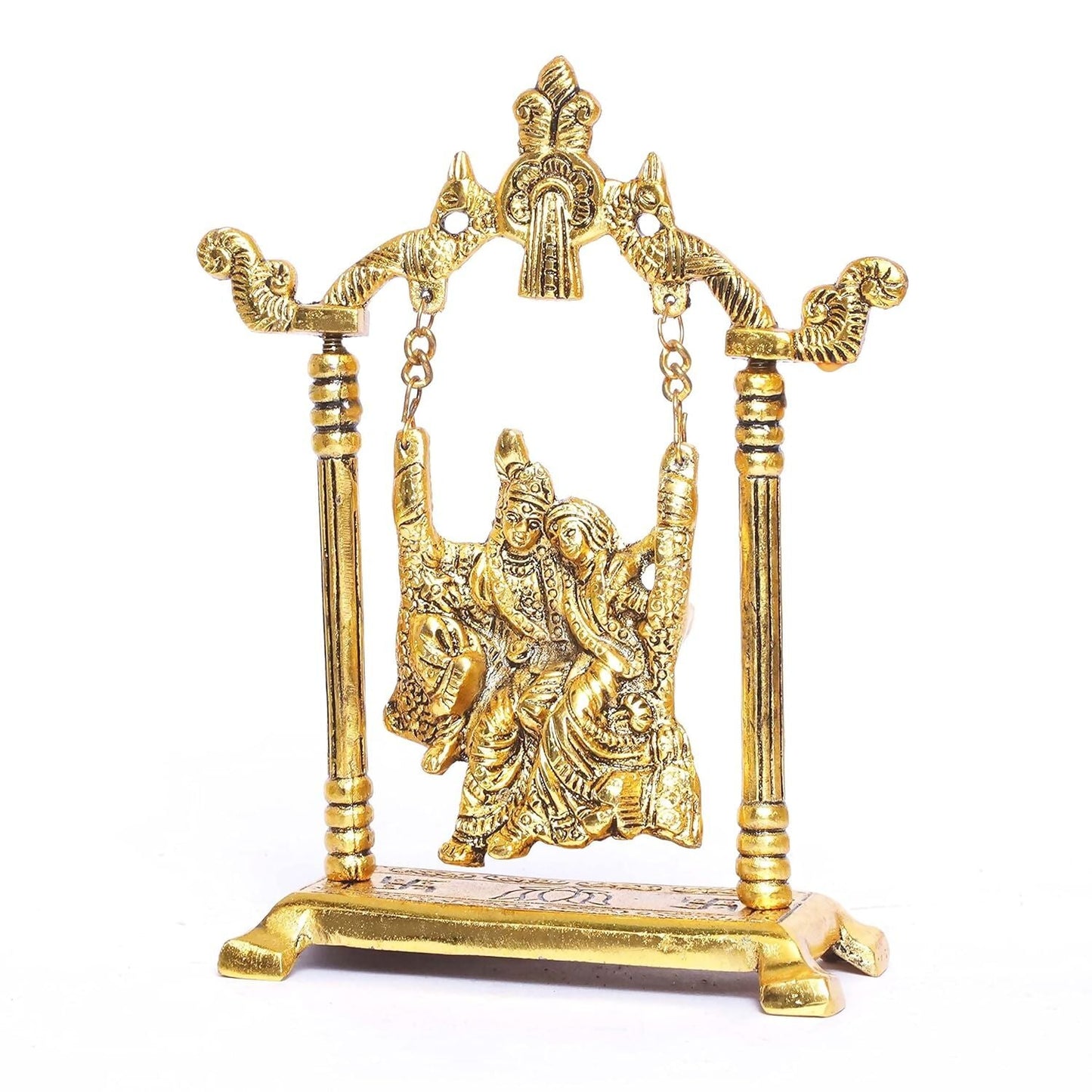 KridayKraft Radha Krishna on Swing jhula Metal Statue - Swadesiicart