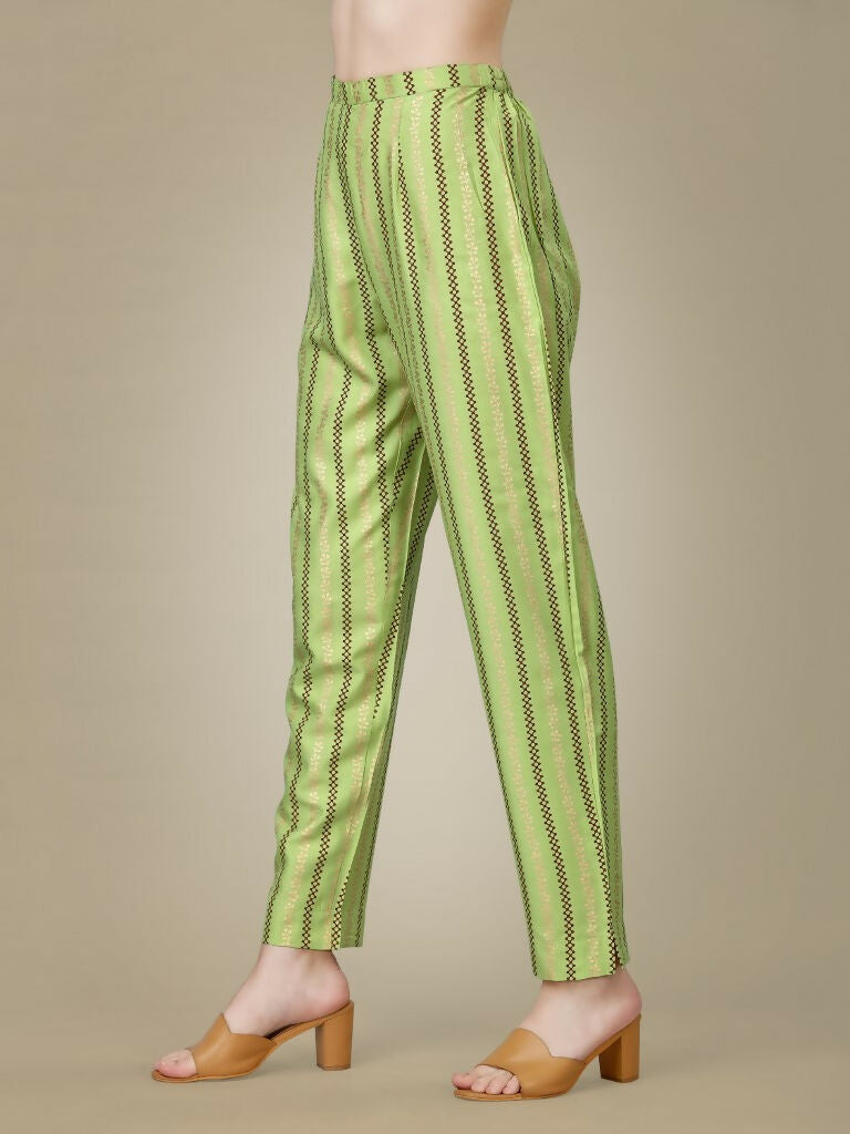 Jyoti Fashion Women's Light Green Rayon Embroidered Kurta Pant Set | Swadesiicart