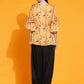 Women Republic Yellow Printed Satin Georgette Shirt With Bell Sleeves And Dhoti | Swadesiicart