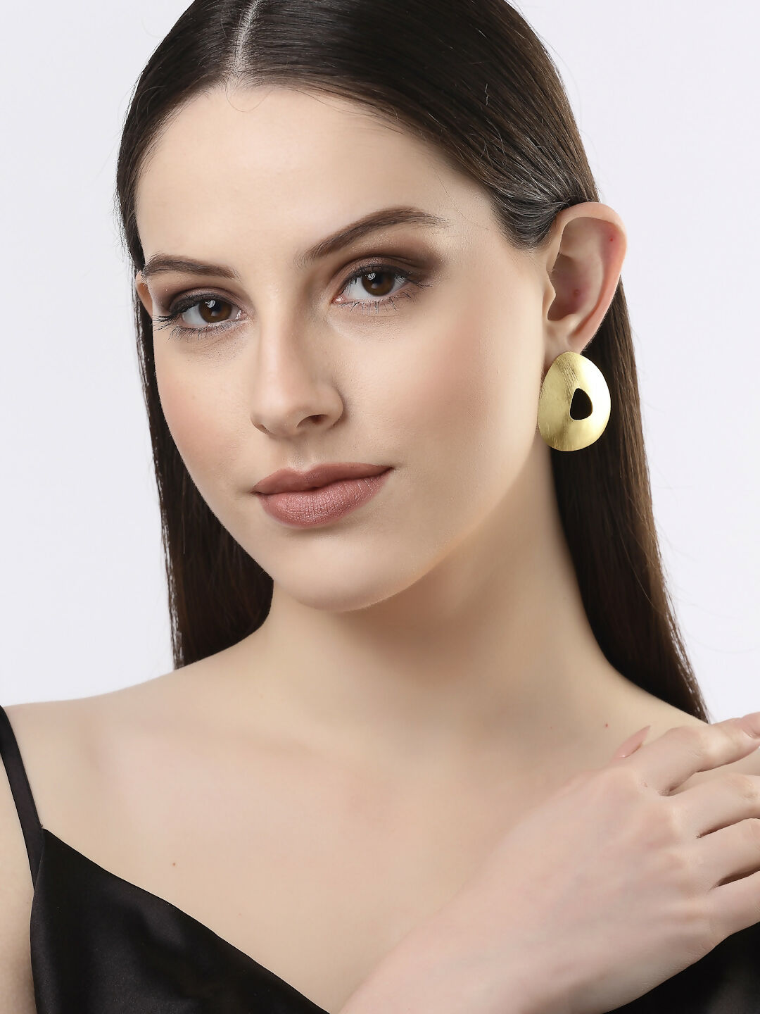 NVR Women Gold-Polished Alloy Triangular Drop Earrings - Swadesiicart