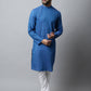 Even Apparels Blue Color Pure Cotton Men's Kurta With Band Collar (CHK1198) | Swadesiicart
