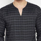Even Apparels Black Color Viscose Men's Kurta With Slit Neckline | Swadesiicart