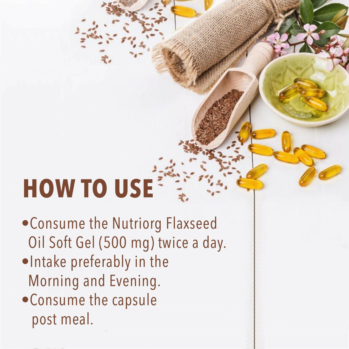 Nutriorg Flaxseed Oil Soft Gel Capsules - Swadesiicart