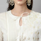 FIORRA Women's White Pure Cotton Flared Kurta Palazzo Set With Dupatta - Swadesiicart