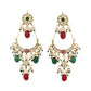 Nuyug 22K Gold Plated Crescent Kundan Drop Green Stone Chandbali Earrings | Swadesiicart