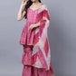 Myshka Stylish Pink Sleeveless Women's Kurta Sharara with Dupatta Set | Swadesiicart
