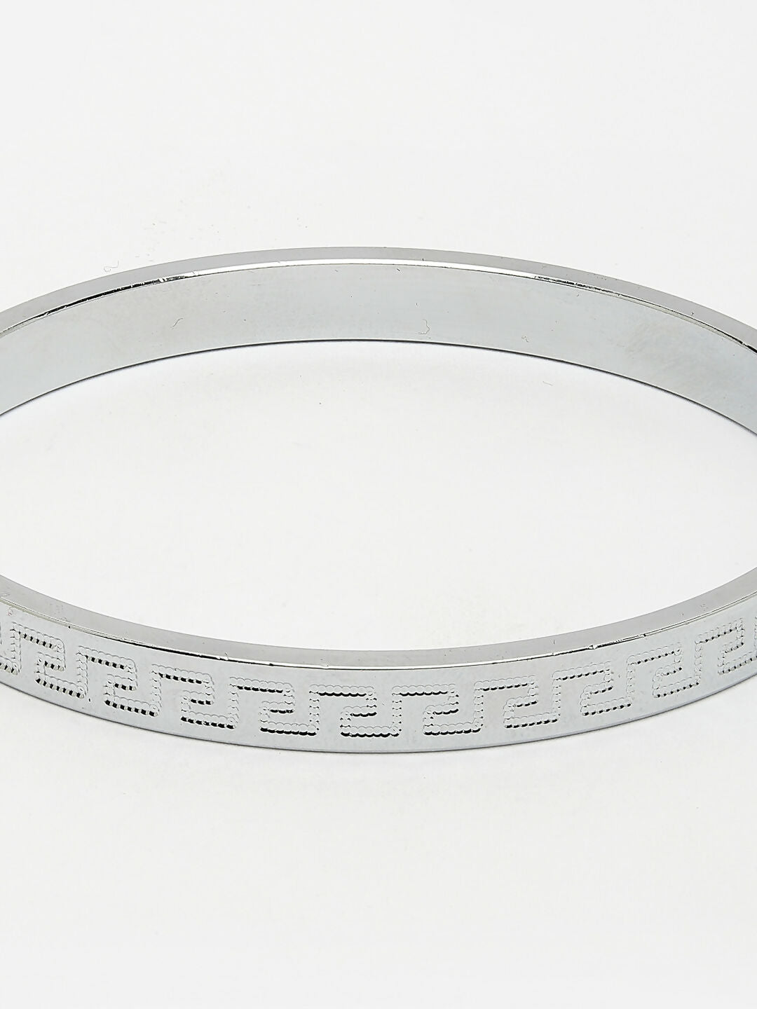 NVR Men's Silver-Plated Stainless Steel Kada Bracelet - Swadesiicart