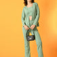 Myshka Women's Green Solid Coat With Trousers - Swadesiicart