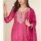 Anaita Magenta Chinon Stitched Suit with Digital Print & Embroidery Coding Sequence Work