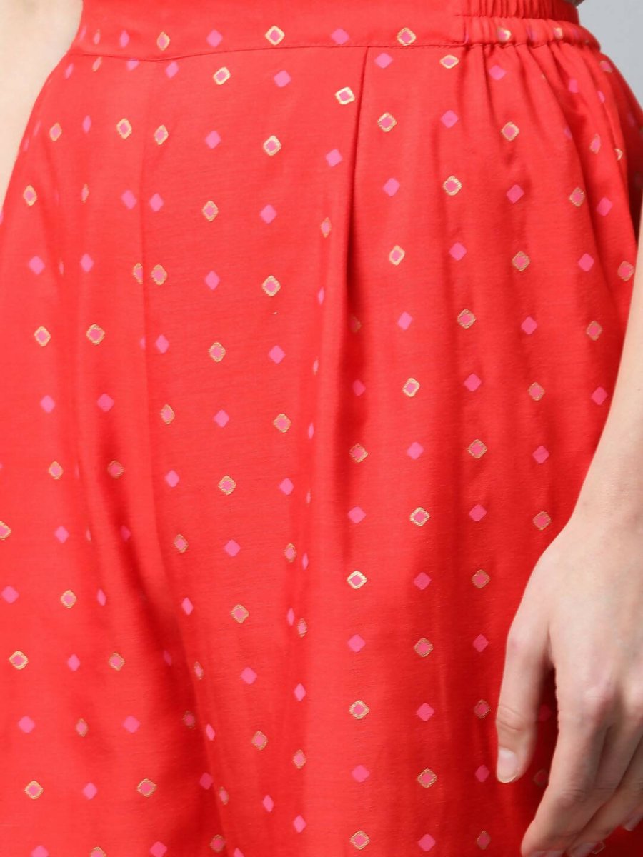 Ahalyaa Womens Chiku Chanderi Printed Kurta Palazzo Set | Swadesiicart
