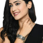 Mominos Fashion Kamal Johar Oxidised Silver-Plated Mirror work Design Bracelet