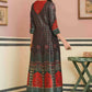 Juniper Green Satin Festive Printed Anarkali Flared Anarkali Kurta For Women | Swadesiicart