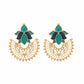 Nuyug 22K Gold Plated Turquoise Enamel Studded Indo-Western Floral Jali Statement Stud Earrings | Swadesiicart