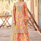 Vegaa Fashion Cream Premium Chinon Embroidered Palazzo Suit - Swadesiicart